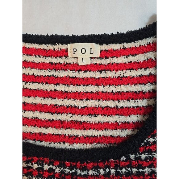 POL Crop top stretch knit short sleeve black red white size L‎ - Picture 6 of 16
